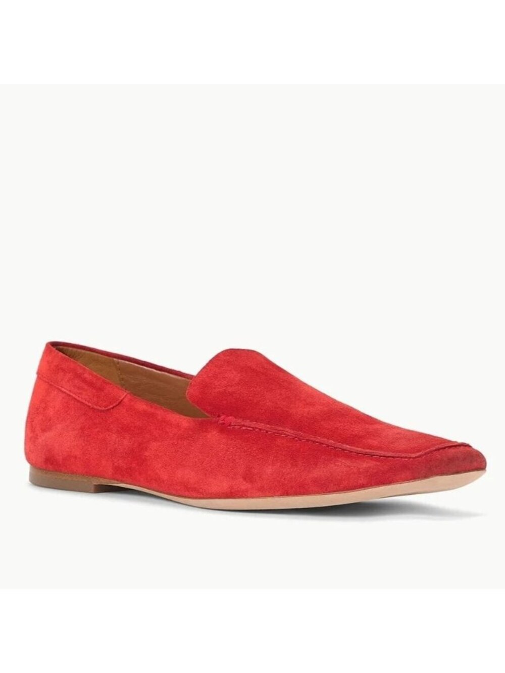 Staud Size 37 US 7 NEW Chili Red Becks Soft Suede Slip On Square Toe Loafer Shoe